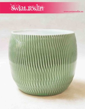 Osłonka ceramiczna szkliwiona karbowana owalna zielona