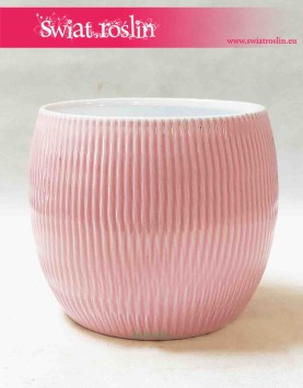 Osłonka ceramiczna szkliwiona karbowana owalna różowa