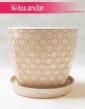 Doniczka ceramiczna biała -romby
