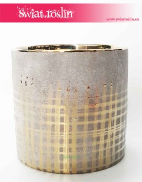 Osłonka cylinder złota krata, ceramiczna, szkliwiona, sklep online z donicami